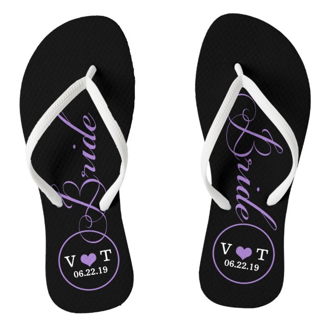 Personalized Bridal (purple) Flip Flops (Footbed)