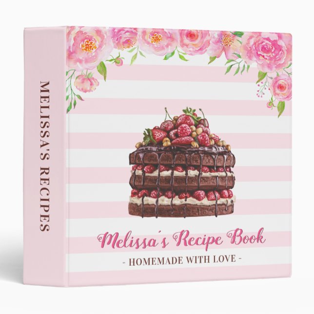 Personalized Bridal Recipe Card Food Dessert Book 3 Ring Binder (Front/Spine)