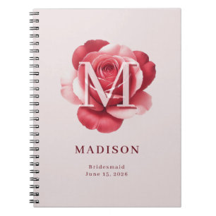 Personalized Bridal Rose Name Wedding Date Notebook
