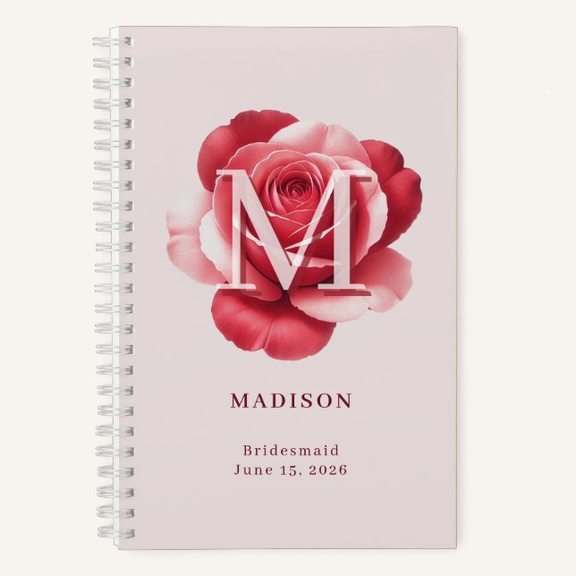 Personalized Bridal Rose Name Wedding Date Notebook (Front)