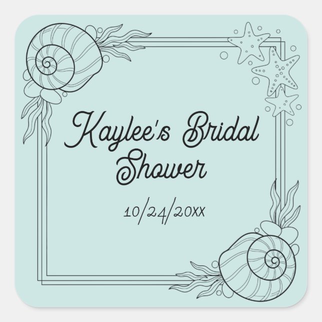 Personalized bridal shower Beachy stickers (Front)