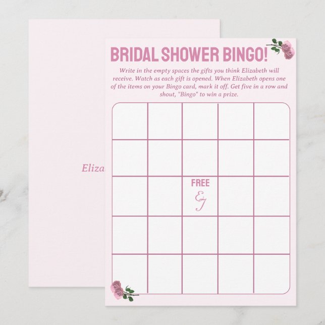 Personalized Bridal Shower Bingo Game Advice Card (Front/Back)