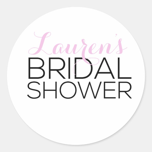 Personalized Bridal Shower Favor Classic Round Sticker (Front)