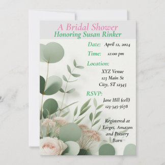 Personalized Bridal Shower, Floral Invitation