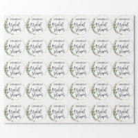 Personalized Green Bridal Shower Wrapping Paper, Zazzle