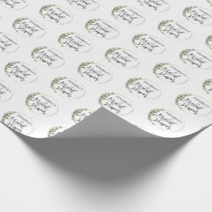 Personalized Bridal shower Green Wreath  Wrapping Paper