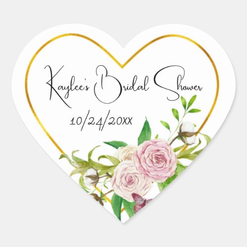 Personalized bridal shower Heart stickers