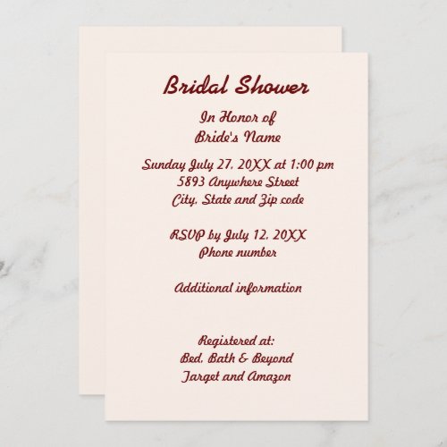 Personalized Bridal Shower Invitation Card