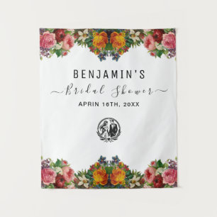 Personalized Bridal Shower Photo Booth Decor Tapestry