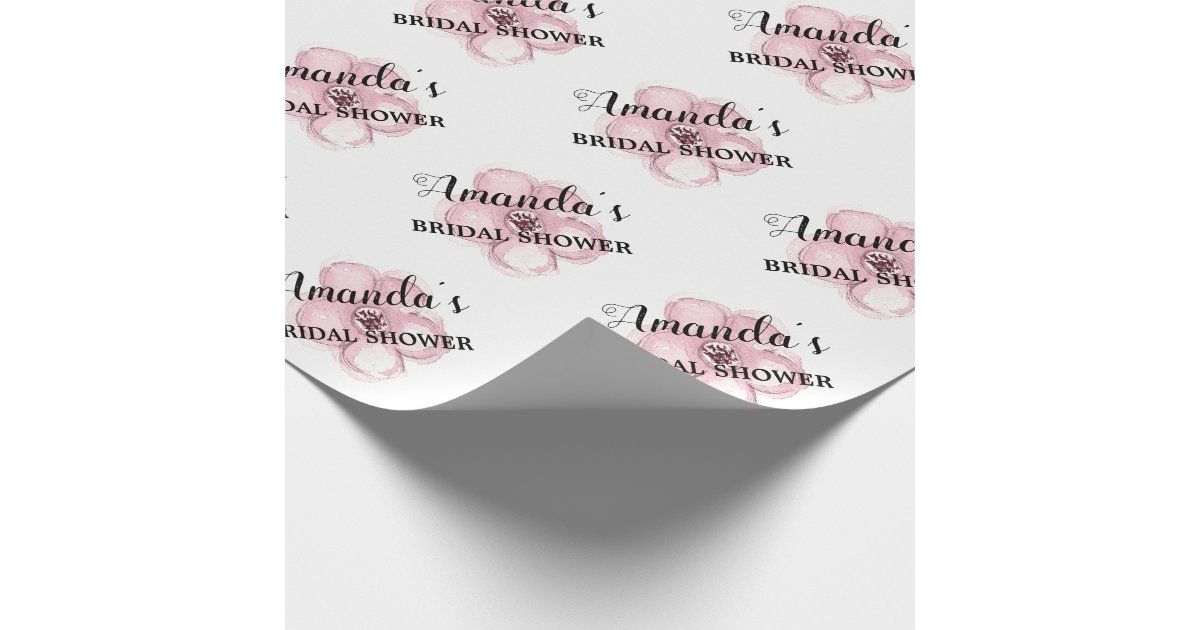 Personalized Bridal shower Pink Floral Wrapping Paper | Zazzle