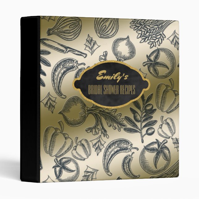 Personalized Bridal Shower Recipes Cookbook 3 Ring Binder (Front/Spine)