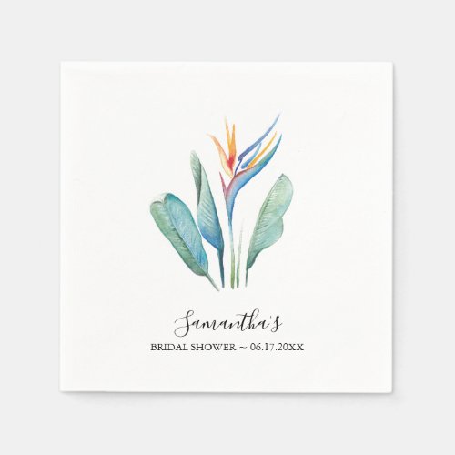 Personalized Bridal Shower Tropical Flower Napkins
