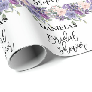 Personalized Bridal shower Violet Floral  Wrapping Paper