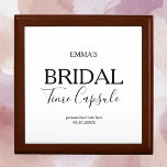 Personalized Bridal Time Capsule Wood Keepsake Box<br><div class="desc">Personalized bridal time capsule wooden keepsake box with bride's name and personalized note fields. Classic block and modern script text. The time capsule is a fun gift to the bride from the girls night out group, best friend, wedding party, or family. Contents might include personal notes, date-stamped ticket stubs from...</div>