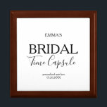 Personalized Bridal Time Capsule Wood Keepsake Box<br><div class="desc">Personalized bridal time capsule wooden keepsake box with bride's name and personalized note fields. Classic block and modern script text. The time capsule is a fun gift to the bride from the girls night out group, best friend, wedding party, or family. Contents might include personal notes, date-stamped ticket stubs from...</div>