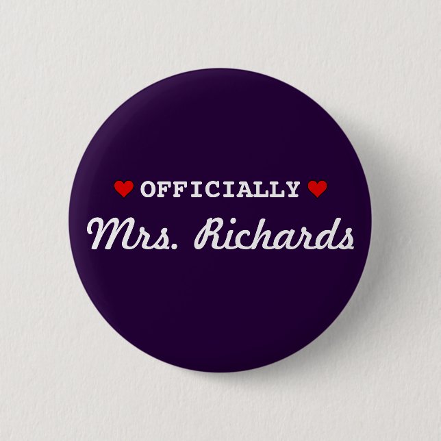 Personalized Bridal Wedding Pinback Button (Front)