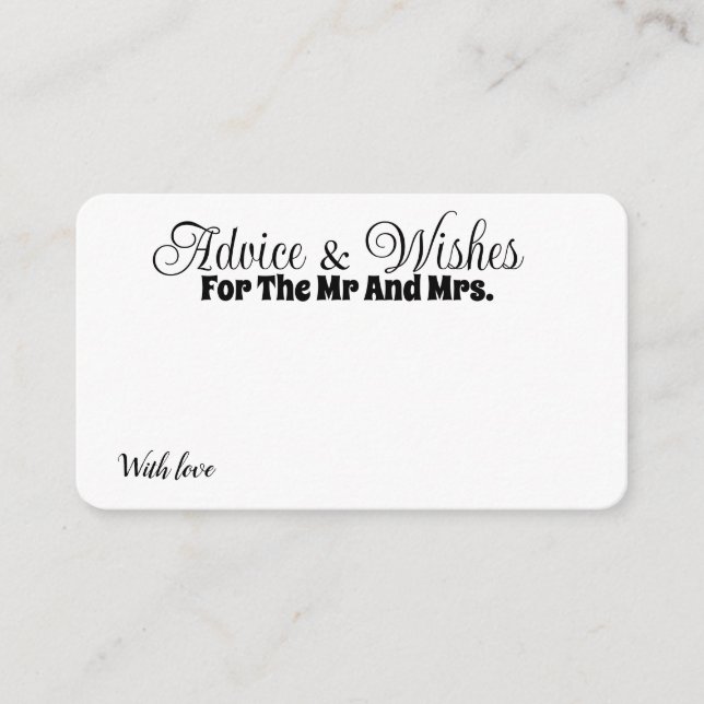 Personalized Bride And Groom Advice Wishes  Enclosure Card (Front)