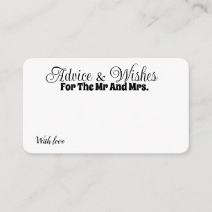 Personalized Bride And Groom Advice Wishes  Enclosure Card