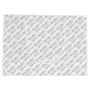 Personalized Bride and Groom Names Silver, White  Large Gift Bag