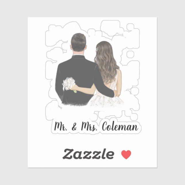 Personalized Bride and Groom  Sticker (Sheet)