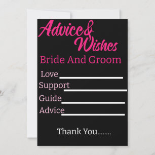 Personalized Bride And Groom Wedding Advice Card's