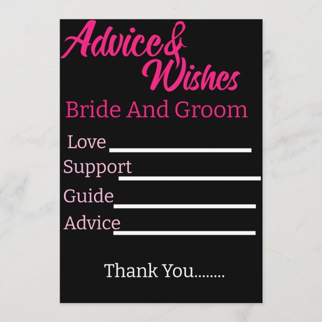 Personalized Bride And Groom Wedding Advice Card's (Front)