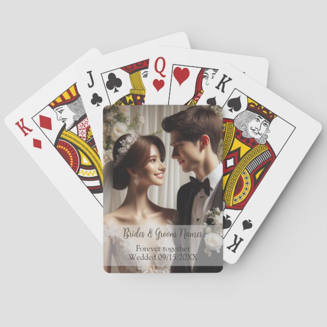 Personalized Bride and Groom Wedding Photo Poker Cards (Back)