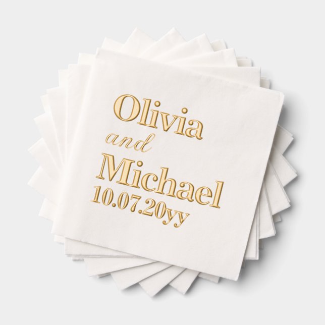 Personalized Bride and Groom Wedding Reception Foil Napkins (Insitu (Stacked))