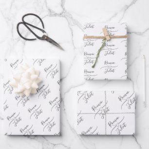 Personalized Bride and Groom White Wrapping Paper Sheets