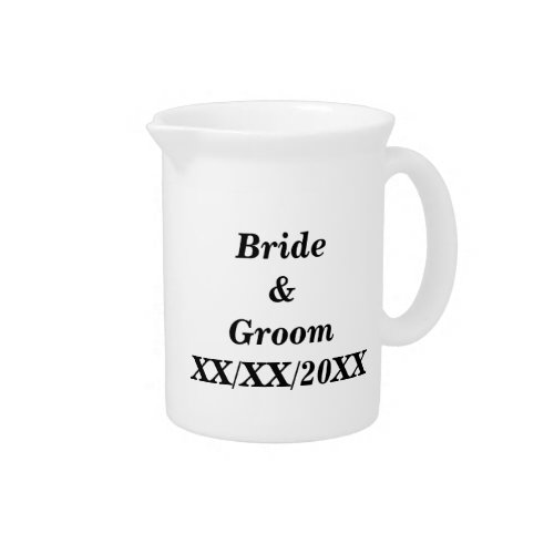 Personalized Bride and Groom with Date Beverage Pitcher