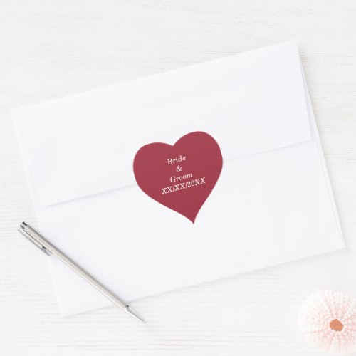 Personalized Bride and Groom with Date Heart Sticker