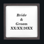 Personalized Bride and Groom with Date Jewelry Box<br><div class="desc">Change this with your name and wedding date. Add a background color or a photo behind the text. Personalize this product the way you like it. Click on "Customize It" to get started. Contact me under "Ask the Designer" for questions or a custom direct design just for you. Wedding products...</div>