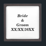Personalized Bride and Groom with Date Jewelry Box<br><div class="desc">Change this with your name and wedding date. Add a background color or a photo behind the text. Personalize this product the way you like it. Click on "Customize It" to get started. Contact me under "Ask the Designer" for questions or a custom direct design just for you. Wedding products...</div>