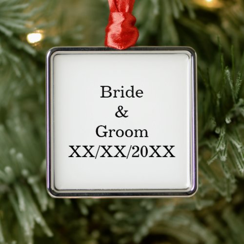 Personalized Bride and Groom with Date Metal Ornament