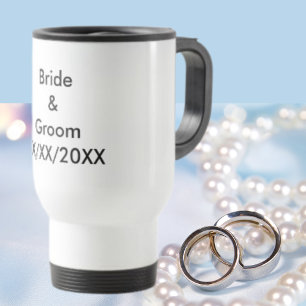 Personalized Bride and Groom with Date Travel Mug