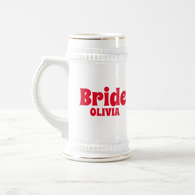 Personalized Bride Bachelorette Beer Stein (Left)
