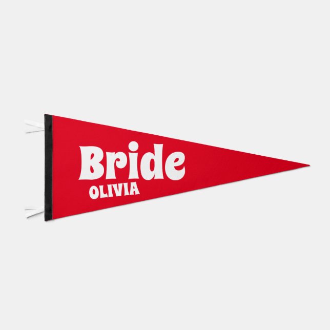 Personalized Bride Bachelorette Pennant Flag (Front)