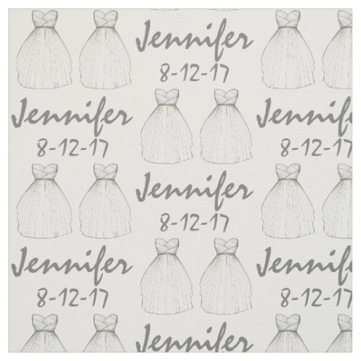 Personalized Bride Bridal Shower Wedding Gown Fabric