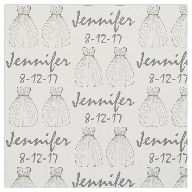 Personalized Bride Bridal Shower Wedding Gown Fabric (Swatch)