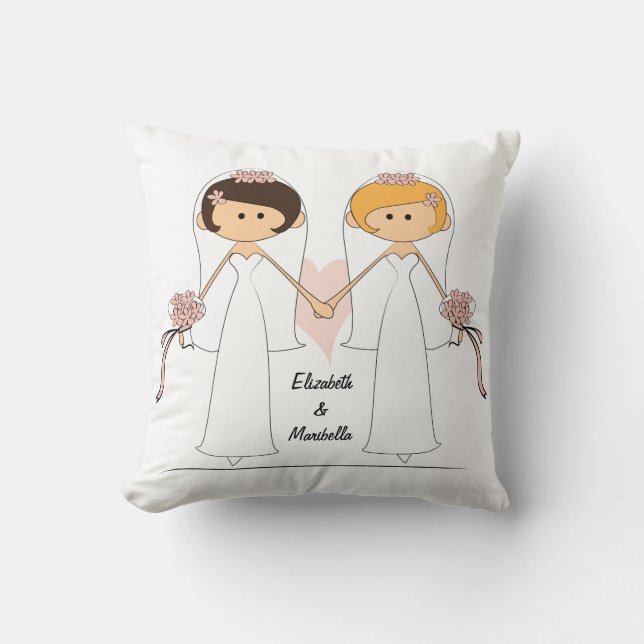 Personalized Bride & Bride Pillow (Front)