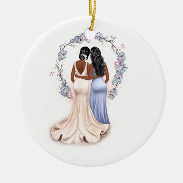 Personalized Bride & Bridesmaid Christmas ornament (Front)