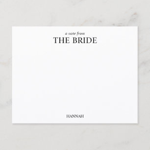 Personalized Bride Classic Elegant Minimalist Note Card