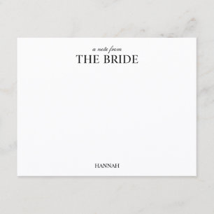 Personalized Bride Classic Elegant Script Note Card