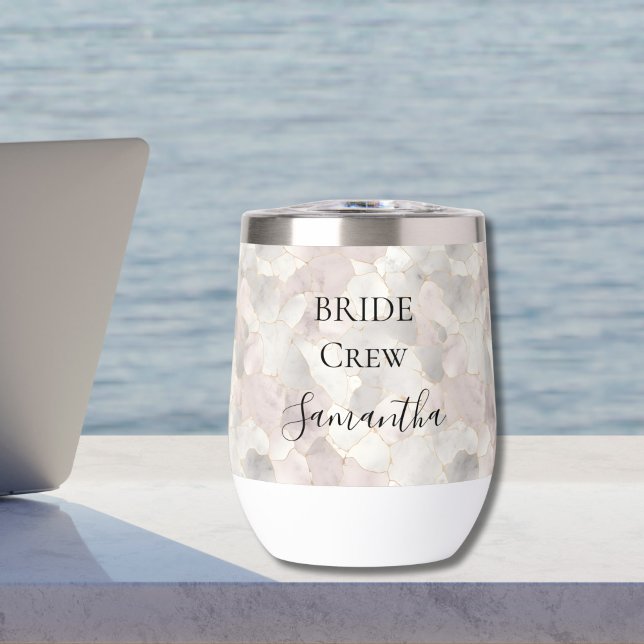 Personalized Bride Crew Bridesmaid Gifts Lavender  Thermal Wine Tumbler (Bride Crew Personalized Bridesmaid Gift Wine Tumbler 12 oz. Bachelorette Party Gift)