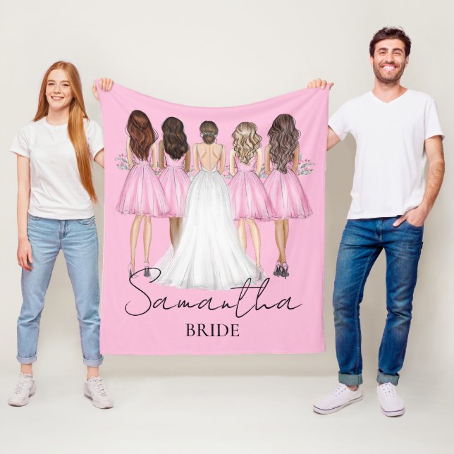 Personalized Bride Custom Name Gift Fleece Blanket (In Situ)