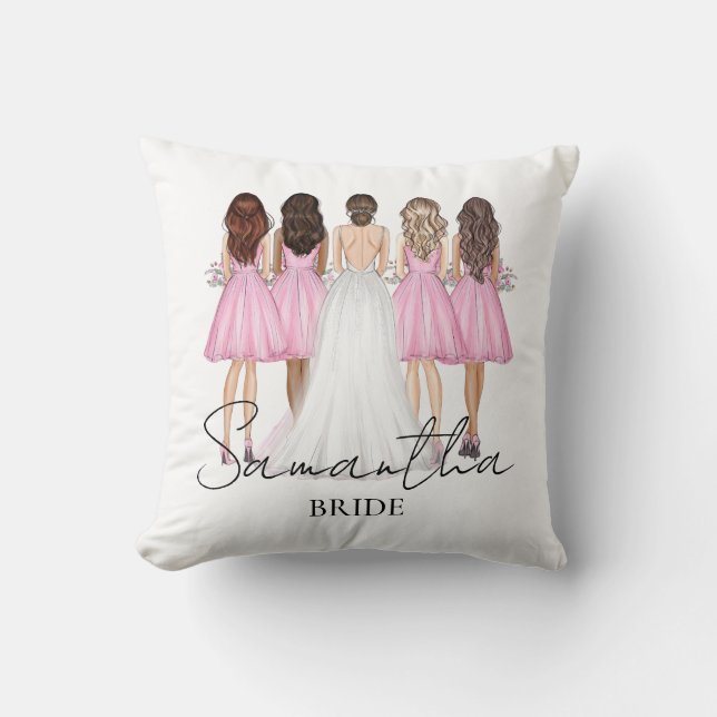 Personalized Bride Custom Name Gift Throw Pillow (Front)