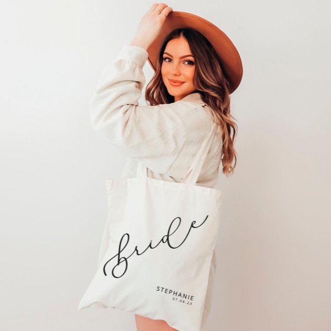 Personalized Bride Cute Script Tote Bag (Creator Uploaded)