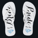 Personalized Bride Flip Flops with Diamond<br><div class="desc">The perfect pair of flip flops for the Bride to be!  Personalize them with her name,  or remove all together.  This pair also includes a diamond on the heel which can be removed as well.</div>