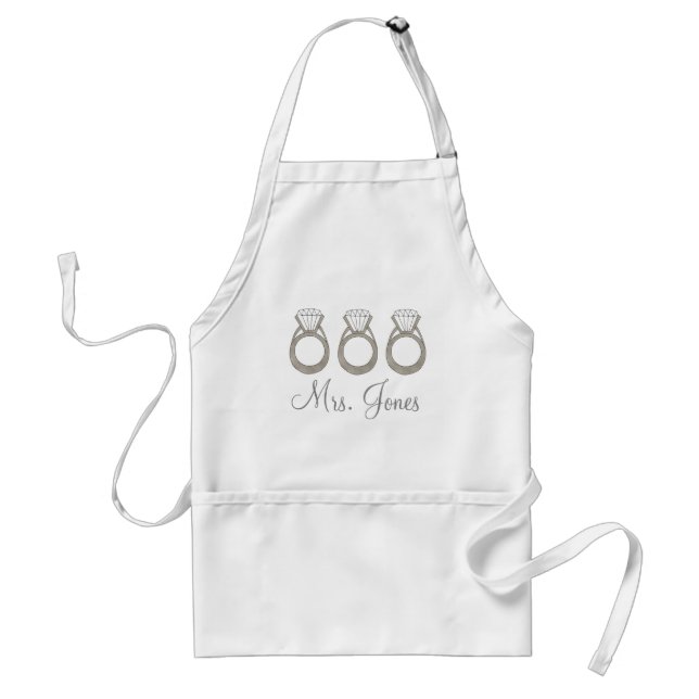 Personalized Bride Gift Wedding Diamond Ring Bling Adult Apron (Front)