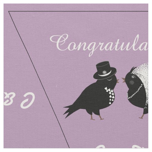 Personalized Bride Groom Birds DIY Wedding Bunting Fabric